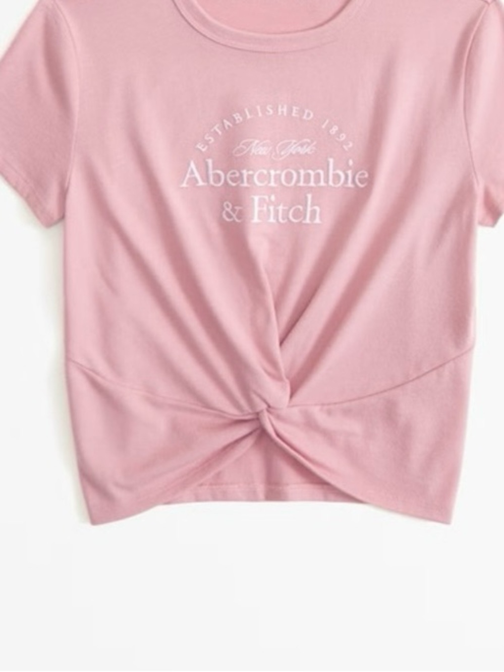 Abercrombie Pink Twist Front Logo Tee Size 11/12